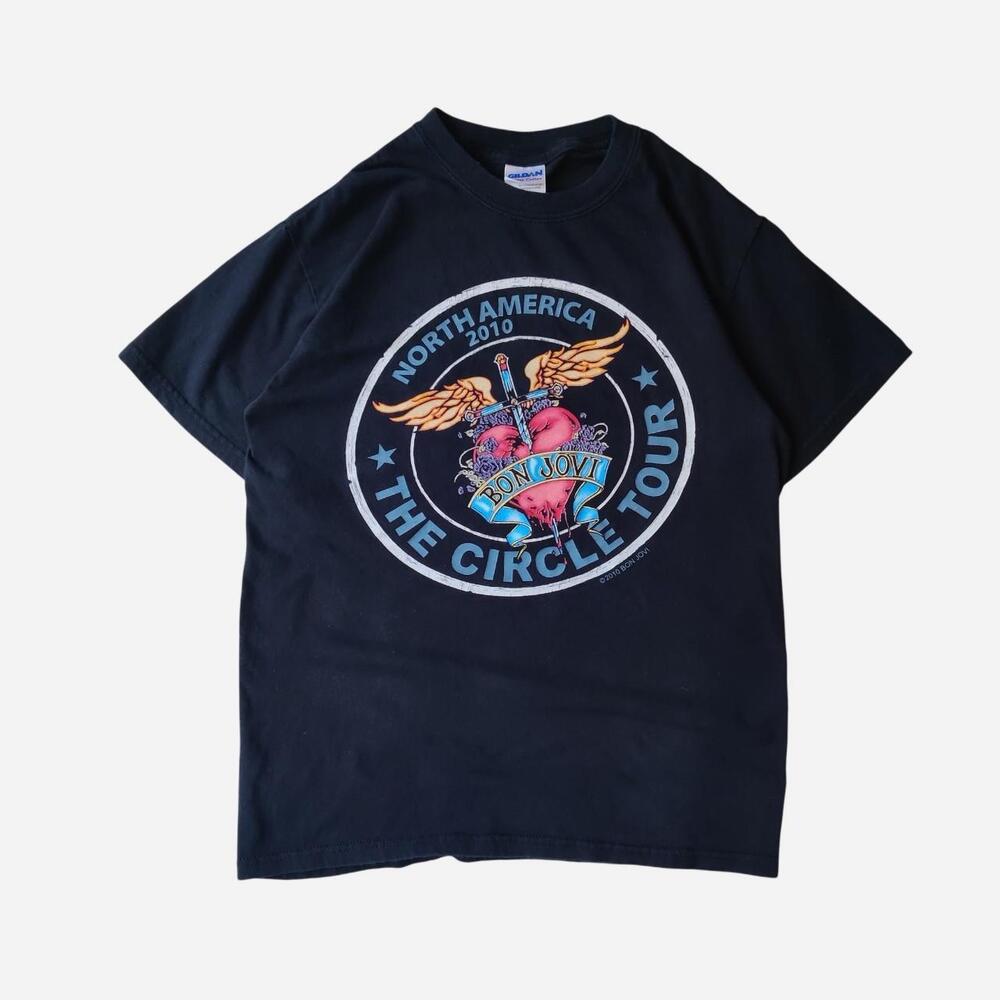 Bon Jovi 2010-2011 North America Tour cotton t-shirt with circular graphic featu